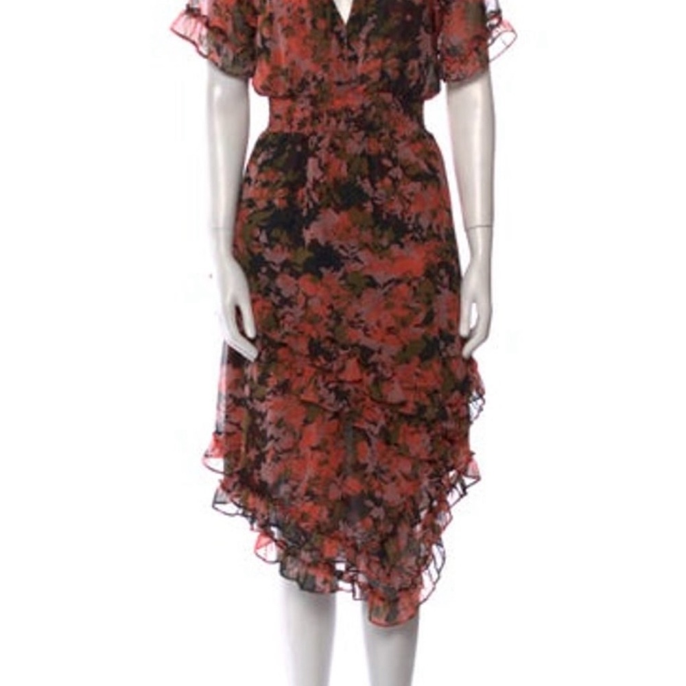 Floral Black and Red Dress